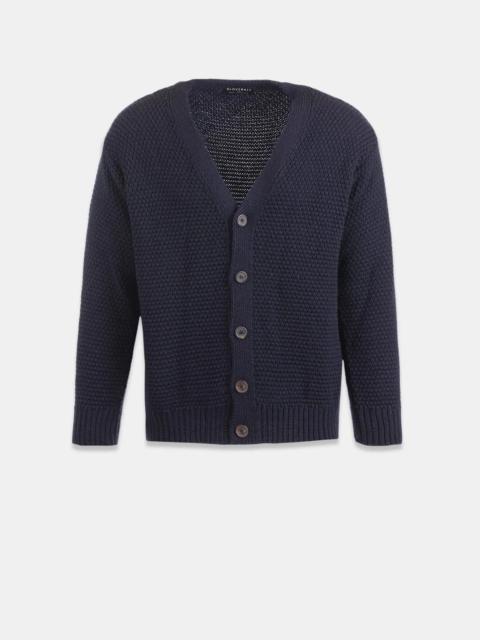 Men's Moss Stitch Cardigan Navy
