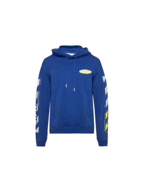 OFF-WHITE Diagonal Split Logo Hoodie Blue/Multicolor