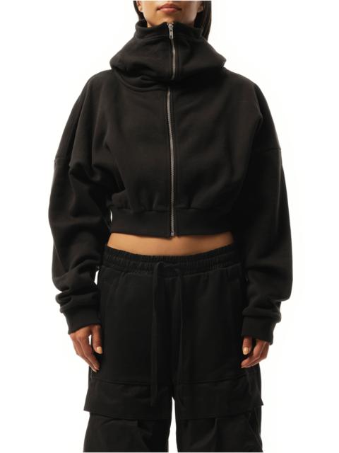 Black Cropped Full Zip Hoodie