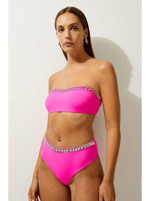 Premium Embellished High Waist Bikini Bottoms