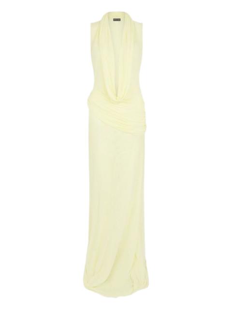 cowl-neck draped gown