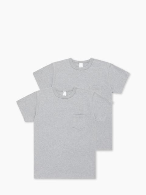 3SIXTEEN HEAVYWEIGHT POCKET T-SHIRT 2 PACK HEATHER GREY