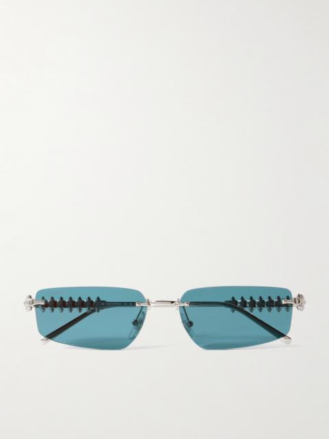 Clash De Cartier Rimless Rectangle-frame Silver-tone Sunglasses