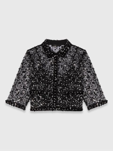 Floral rhinestone polo