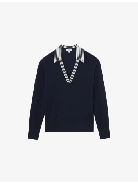 Nova Stripe-Collar Wool Jumper