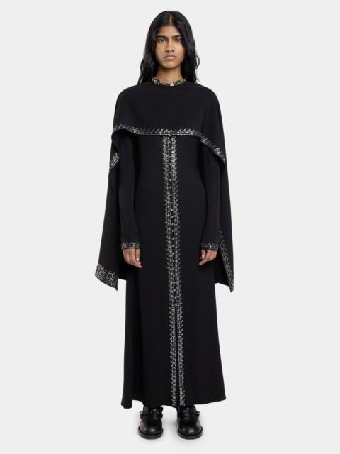 EMBELLISHED LONG DRESS IN SATIN CREPE