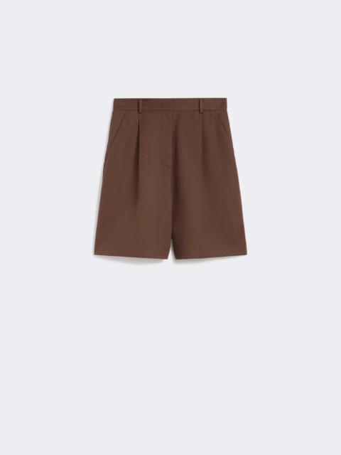 Cotton and linen canvas Bermuda shorts - CHOCOLATE