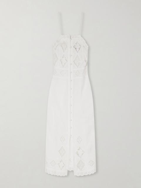 Nelsane Broderie Anglaise Cotton And Linen-blend Midi Dress