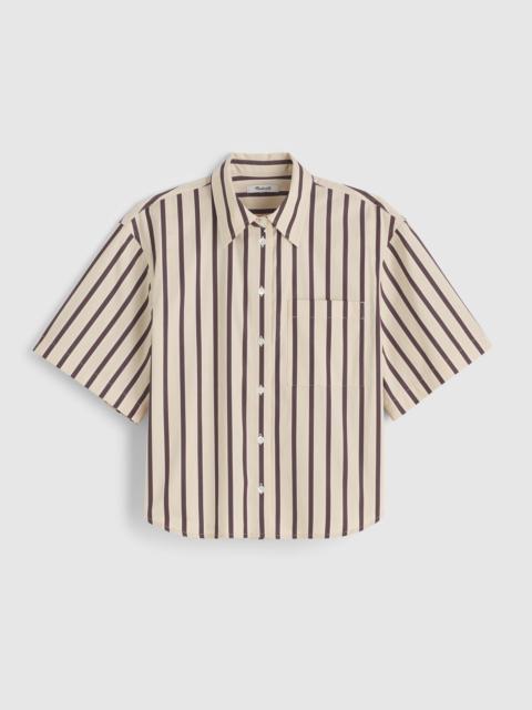 Straight-Hem Short-Sleeve Shirt in Poplin