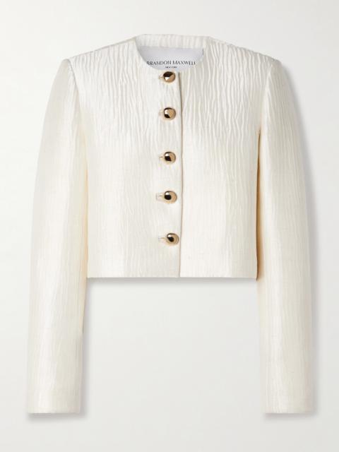 The Ryder Cropped Crinkled Silk-satin Jacket