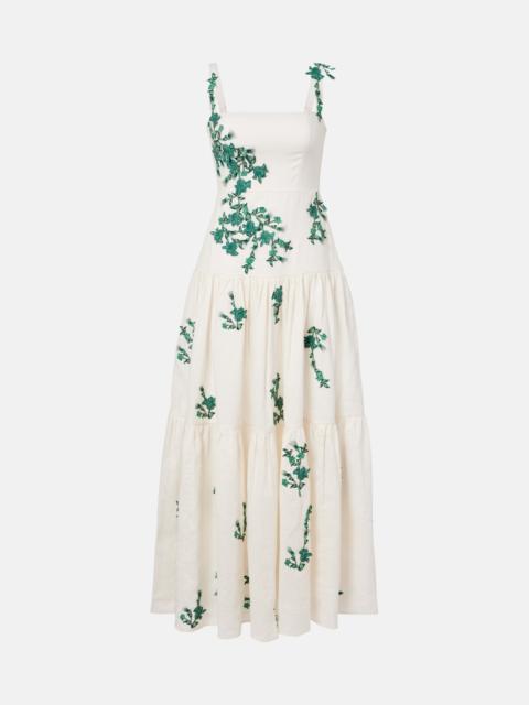 Lima embroidered linen maxi dress