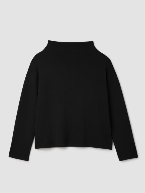 Waffle Cotton Blend Doubleknit Funnel Neck Box-Top