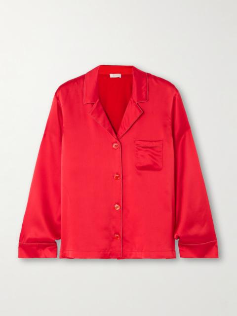 Convive Piped Silk-satin Pajama Shirt