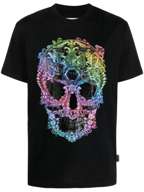 rhinestone-embellished skull-print T-shirt