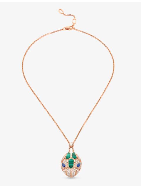 Serpenti 18ct rose-gold, 1.34ct diamond, sapphire and malachite pendant necklace