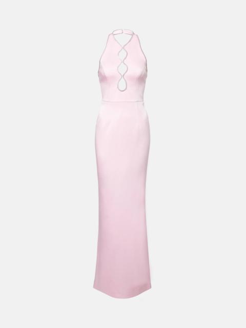 Akari cutout halterneck satin gown
