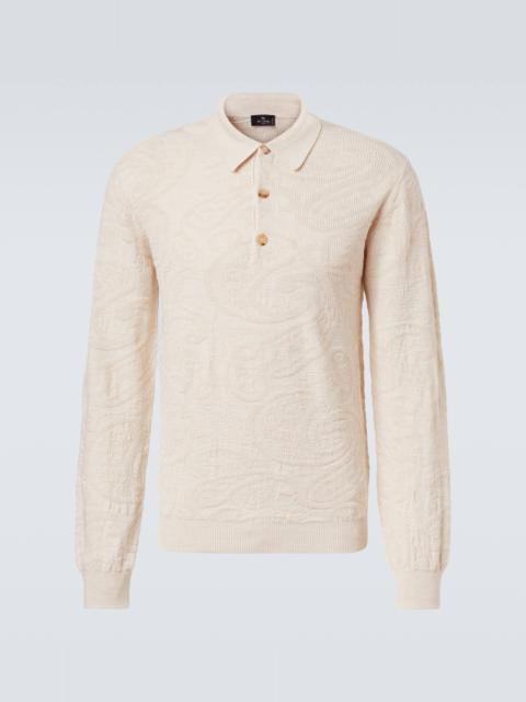 Jacquard wool-blend polo sweater
