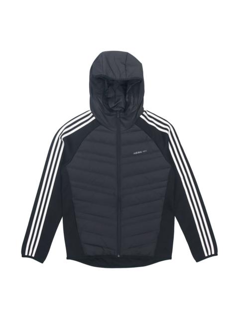 adidas neo M Dwn Hybrd Jkt Splicing Sports hooded down Jacket Black H45248