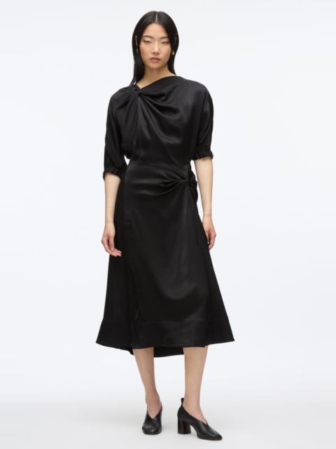 Satin Knotted Drape Dress