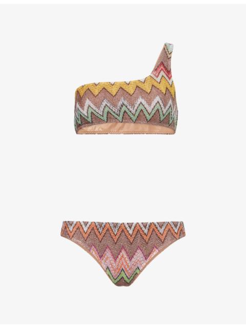 Raschel  Chevron-Knit Bikini Set