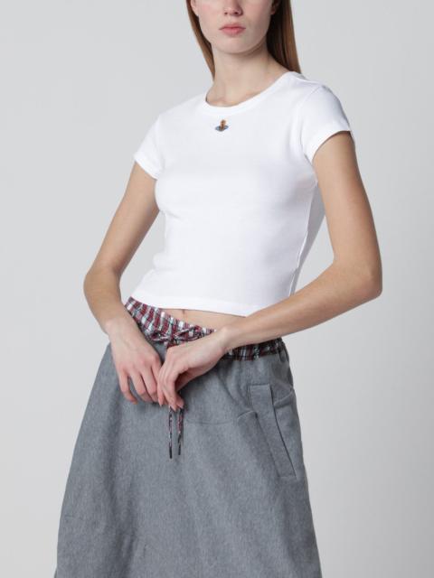White cropped T-shirt with Orb logo