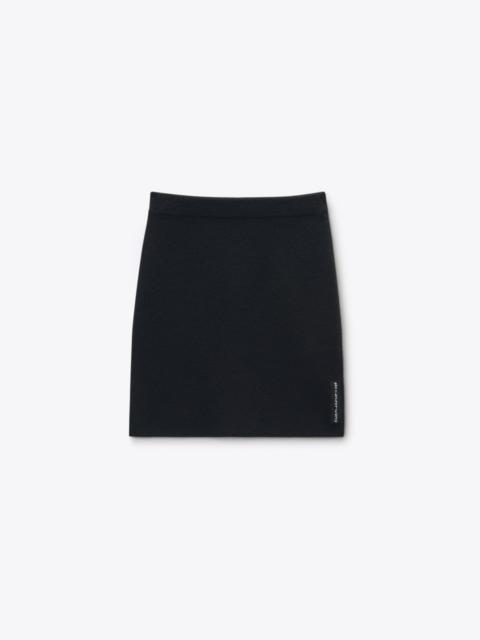 Black Wool-Blend Mini Skirt with Logo Patch