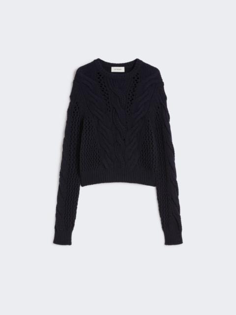 Cable-knit crew-neck sweater - OIL