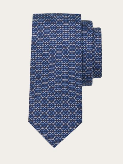 Gancini print silk tie