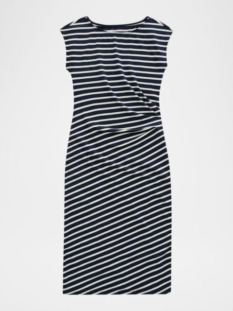 Aja Cap-Sleeve Striped Jersey Midi Dress