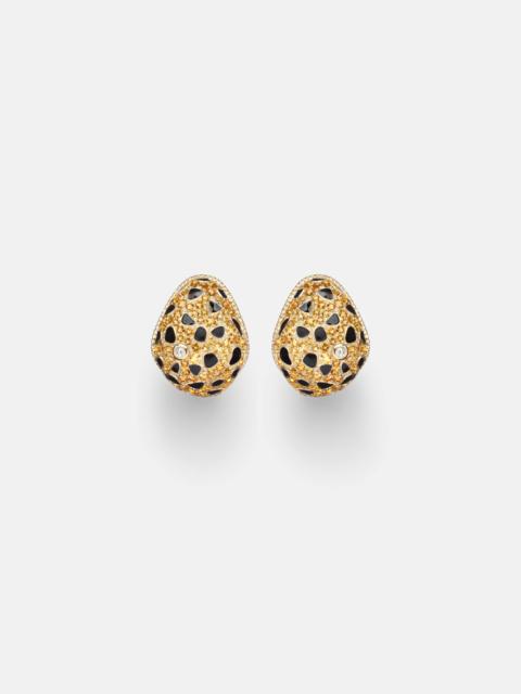 Lynx 9kt gold earrings with citrines, enamel, and diamonds