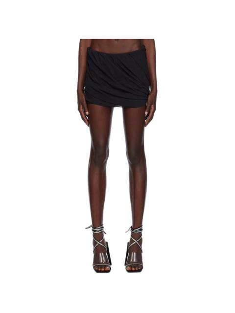 Black Gathered Miniskirt
