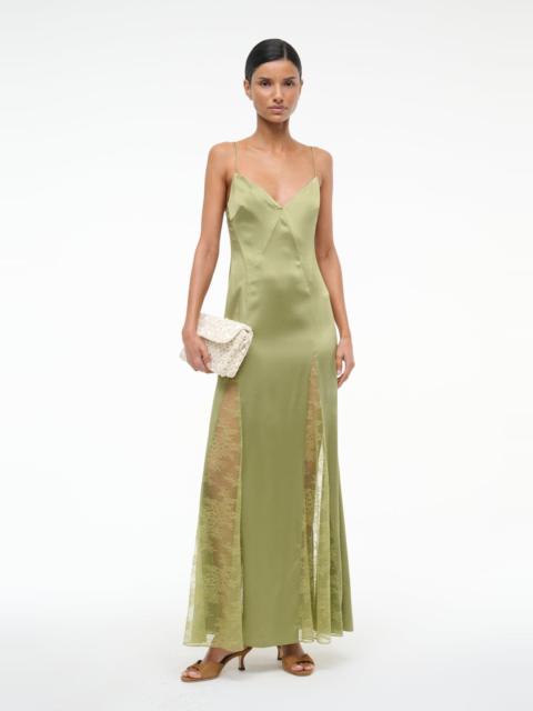 STAUD TRINITY SILK DRESS MOSS