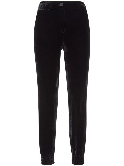 elasticated-waist velvet trousers