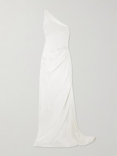 Caroline One-shoulder Hammered-silk Maxi Dress