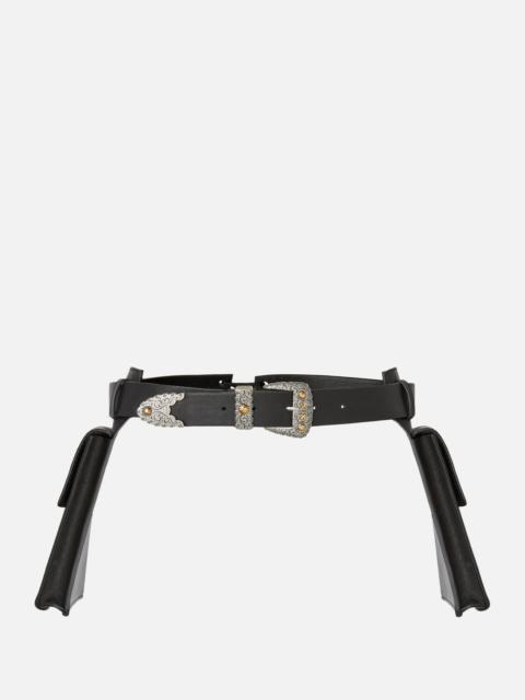 TEXAN LEATHER BELT WITH STORAGE POCKETS, 3 CM