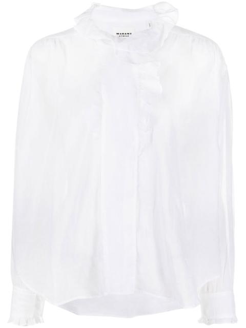 ruffled long-sleeve shirt