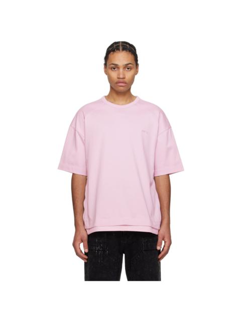 p(R)jectR ロゴ Tシャツ ピンク　Lサイズ JUUN.J Pink Side Zip T-Shirt - JC4342P03Y | REVERSIBLE