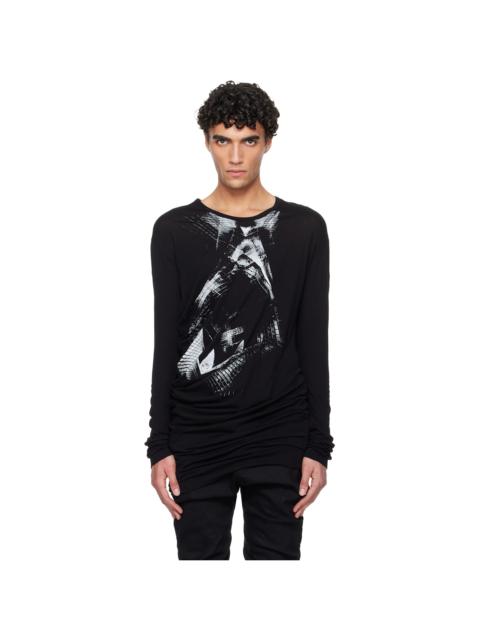 Black Numinous Print Curved T-shirt