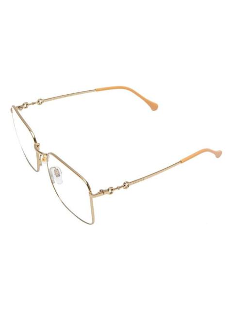 Gucci Metallic Horsebit Retro Minimalistic Frame Pink Lens Gold Color Square Unisex GG0951O-001