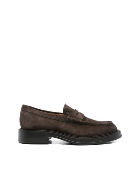 suede penny loafers