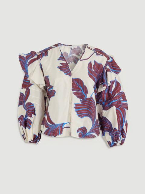 Plus Size Graphic Floral Cotton Sateen Woven Shirt