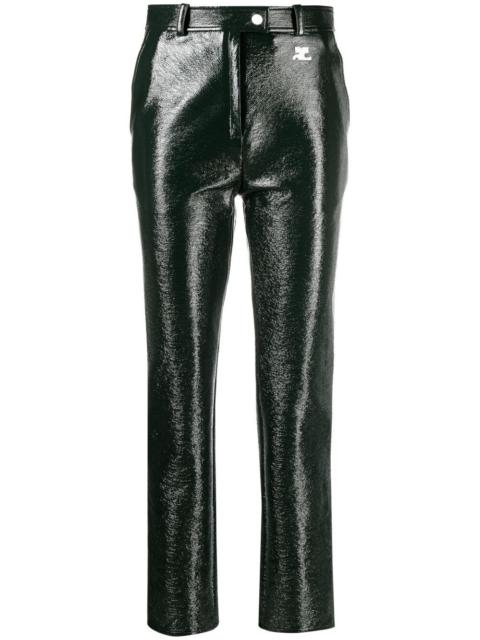 slim-cut vinyl trousers