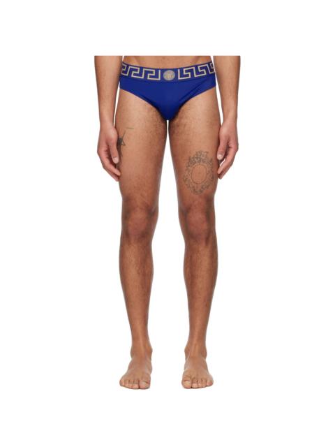 Blue Greca Border Swim Briefs