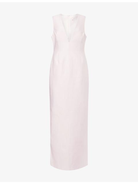 Otis Plunge-Neck Cotton-Blend Maxi Dress