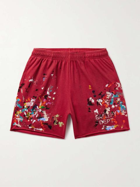 Insomnia Straight-Leg Logo-Print Paint-Splattered Cotton-Jersey Shorts