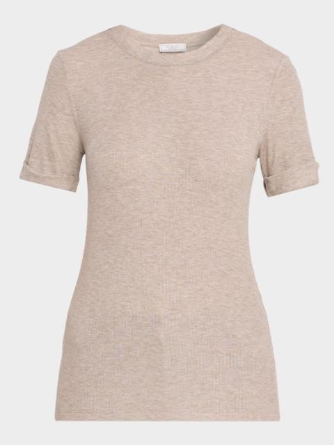 Micro-Rib Cotton and Lurex T-Shirt