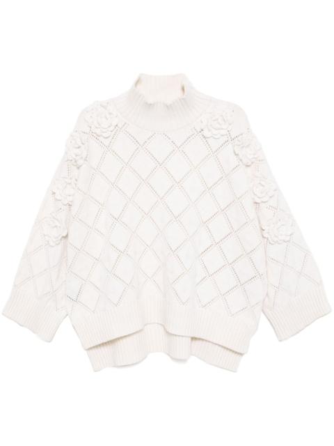 flower embellished knit sweater