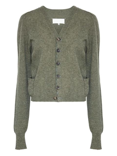 puff-sleeve button cardigan