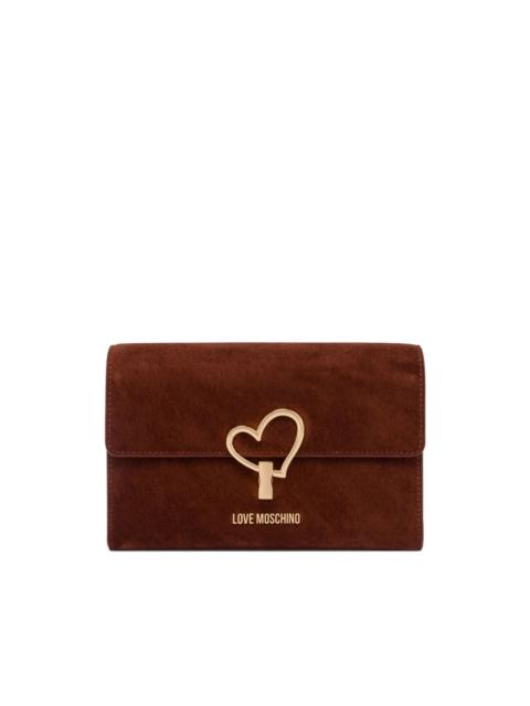 heart-shaped clasp suede bag