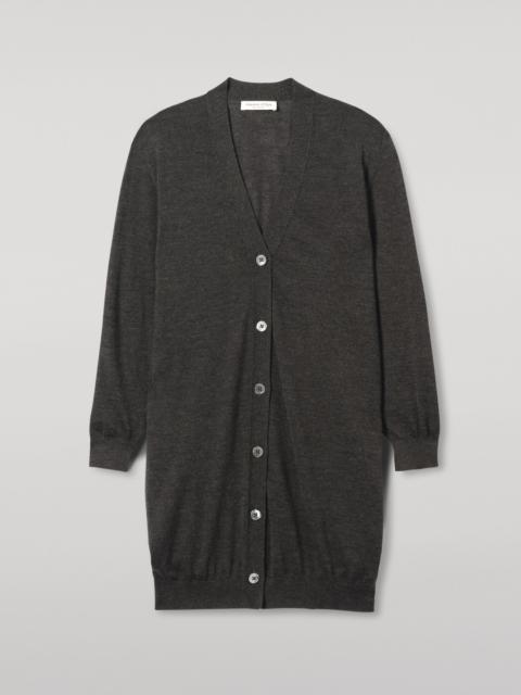 Elise Dark Grey Long Superfine Cashmere Cardigan